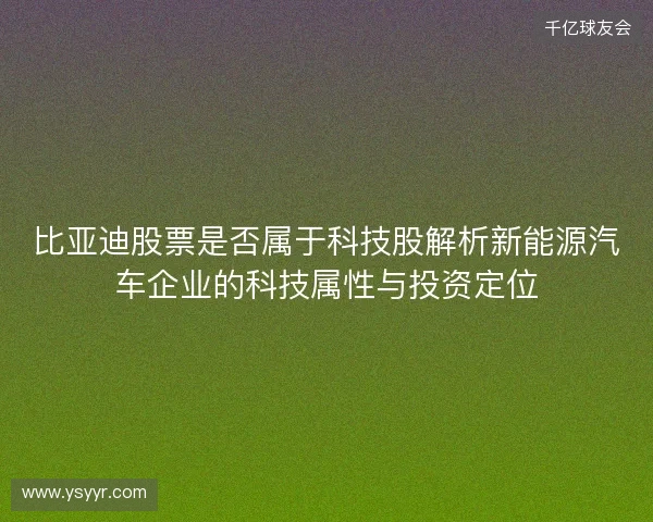 比亚迪股票是否属于科技股解析新能源汽车企业的科技属性与投资定位